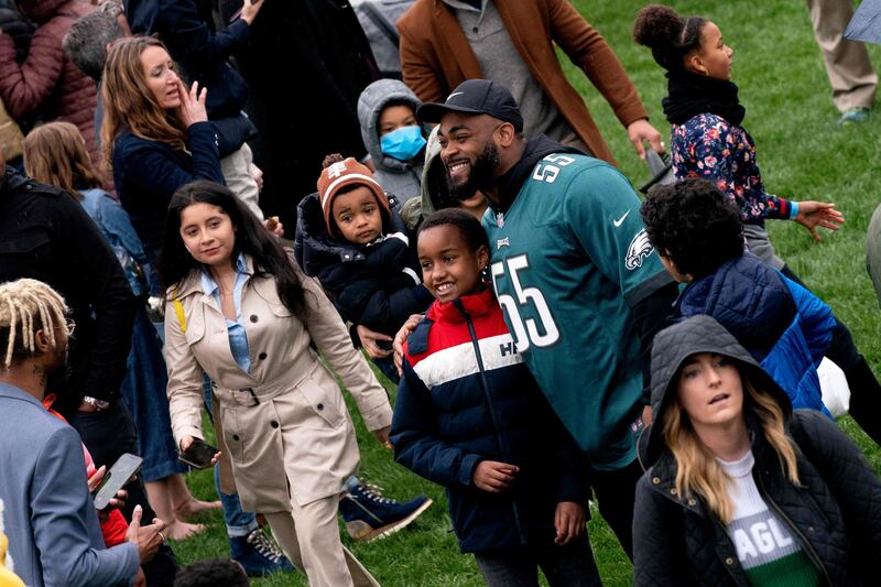 Brandon Graham, a footballer with the Philadelphia Eagles, attends the annual event, held on the South Lawn of the White House. AFP