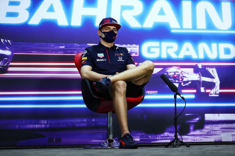 Dutch F1 driver Max Verstappen of Red Bull Racing during the drivers press conference before the F1 Grand Prix of Bahrain at Sakhir.  EPA