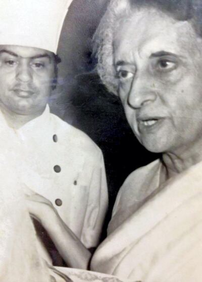 A young chef Arora with former Indian prime minister Indira Gandhi