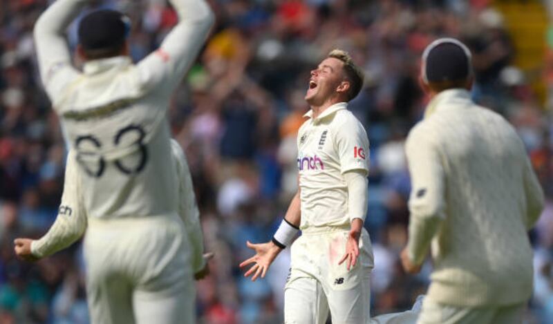 Sam Curran celebrates after taking the wicket of Jasprit Bumrah. Getty