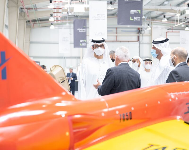 Dr Sultan Al Jaber, Minister of Industry and Advanced Technology, visits the Tawazun Industrial Park and a team from the Edge Group. All photos: Wam