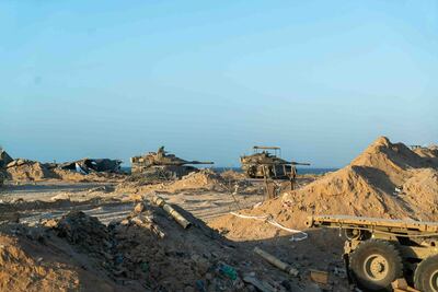 Israeli armoured vehicles taking part in the ground operation against Hamas in the Gaza Strip. Reuters