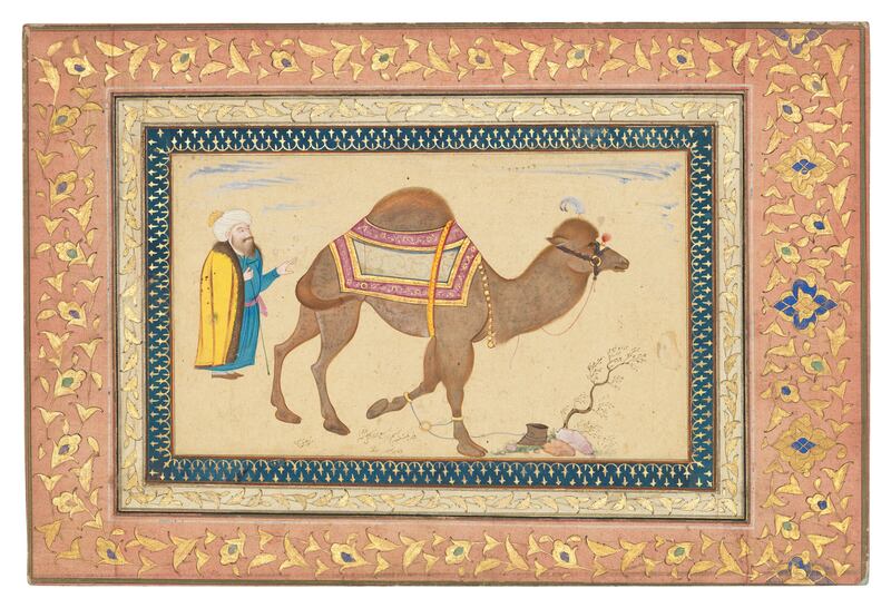 A Camel and a Merchant, signed Mui'n Musavvir, Safavid-era Isfahan, Iran. Photo: Christie's