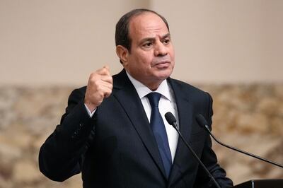 Egyptian President Abdel Fattah El Sisi speaks at a press conference. EPA