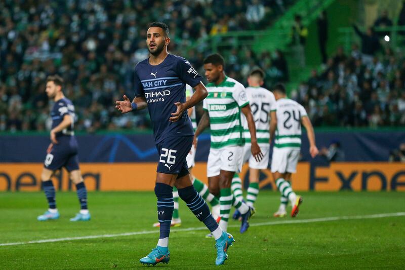 Right-wing: Riyad Mahrez (Manchester City). Incisive and often unplayable in City’s 5-0 rout of Sporting, Mahrez scored his sixth goal in Europe this season within seven minutes of his seventh Champions League start. There was an assist, too, for Phil Foden. EPA