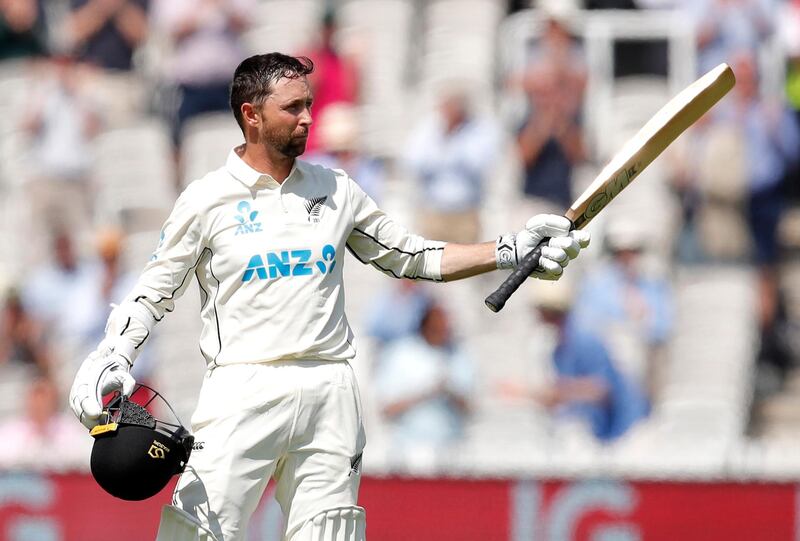 New Zealand's Devon Conway celebrates reaching his double century against England on Day 2 of the first Test at Lord's on Thursday, June 3. Reuters