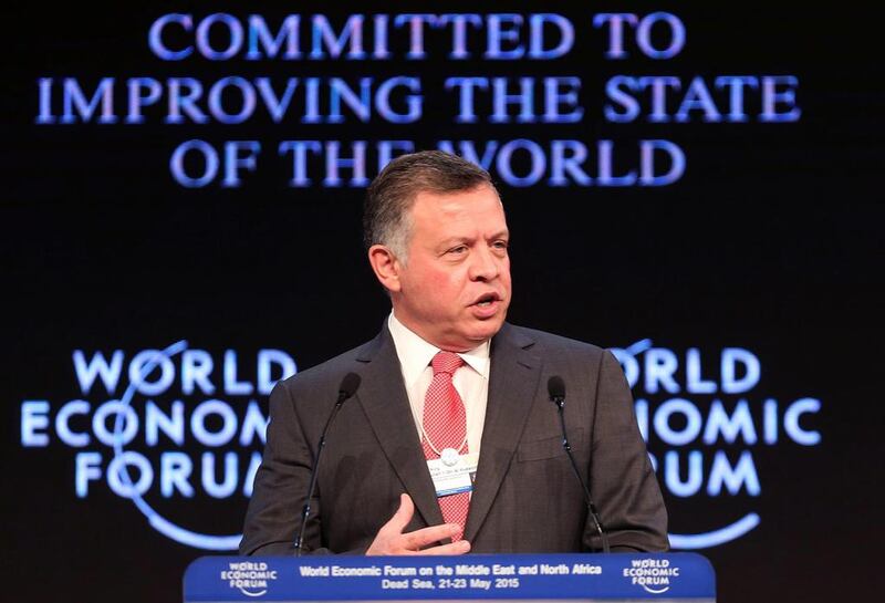 King of Jordan, Abdullah II, delivers a speech at the opening ceremony of the World Economic Forum on the Middle East and North Africa, at the Dead Sea, in Jordan. EPA