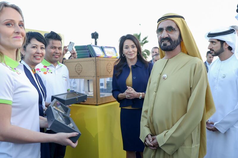 Sheikh Mohammed bin Rashid attends the launch of new branding for Dubai International. All photos by WAM