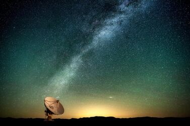 A radio telescope in New Mexico scans deep space. Getty