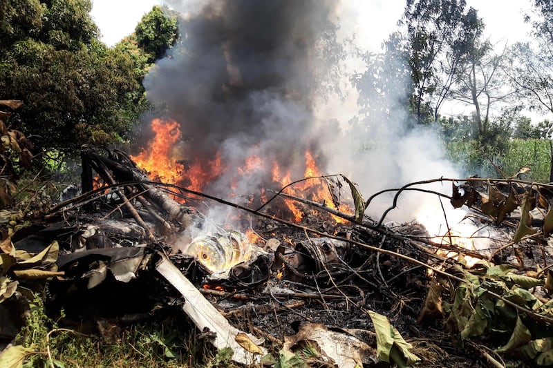 Debris of the plane at the crash site near Juba, South Sudan. AFP