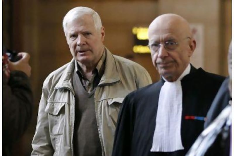 The victim's father Andre Bamberski, left, arrives at a Paris court yesterday for the trial of German doctor Dieter Krombach, accused of the murder in 1982 of 14-year-old Kalinka Bamberski.