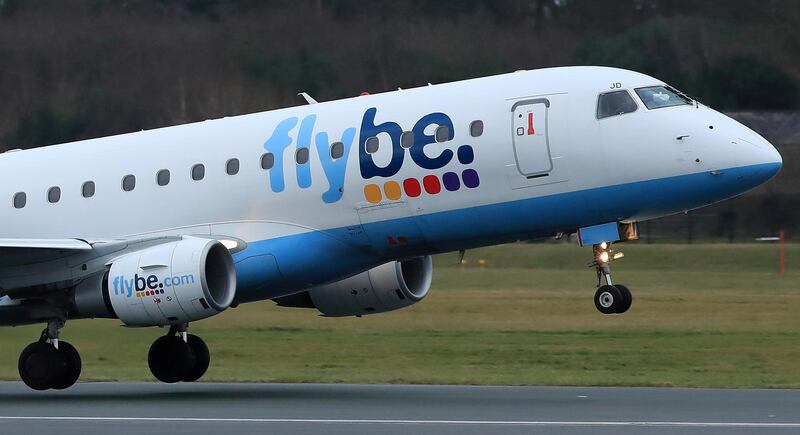 FILE PHOTO: A Flybe plane takes off from Manchester Airport in Manchester, Britain, January 13 2020. REUTERS/Phil Noble/File Photo
