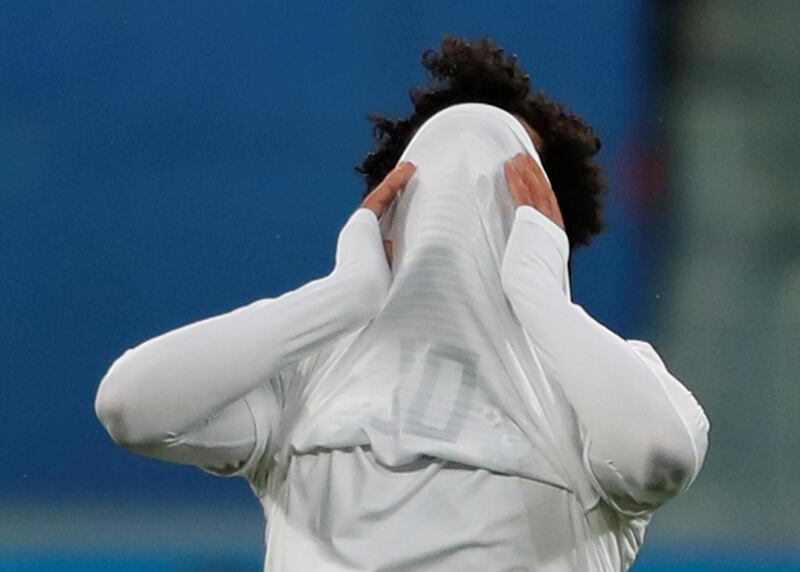 Egypt's Mohamed Salah looks dejected after the defeat to Russia. Lee Smith / Reuters