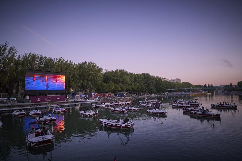 The opening night of Paris Plages 'Le Cinema Sur L'Eau', a free floating cinema at La Villette. Getty Images