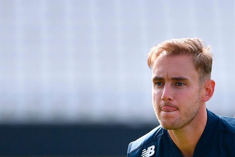 England's Stuart Broad takes part in a practice session at Headingley. AFP