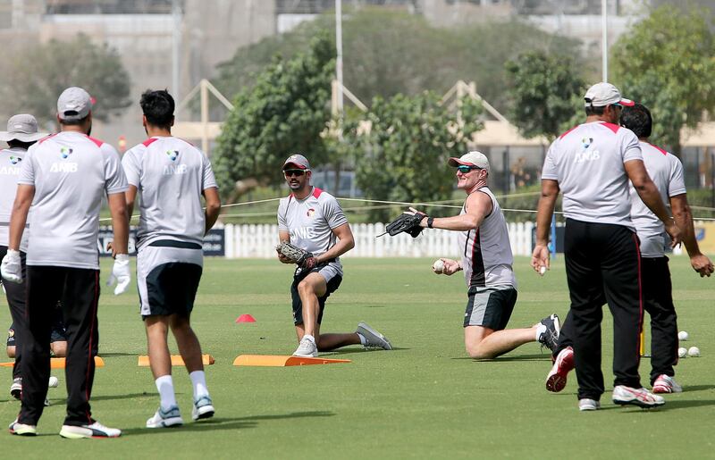 Dubai, March, 31, 2019: UAE cricket team trains ahead of tour to Zimbabwe at the ICC Academy in Dubai. Satish Kumar/ For the National / Story by Paul Radley