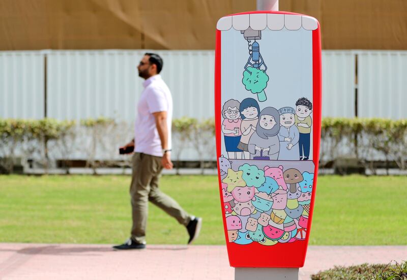 Dubai, United Arab Emirates - Reporter: N/A: Photo Project. Around 100 parking meters in Dubai have been enlivened with 15 artworks inspired by the themes of diversity and tolerance. Monday, March 2nd, 2020. Media City, Dubai. Chris Whiteoak / The National