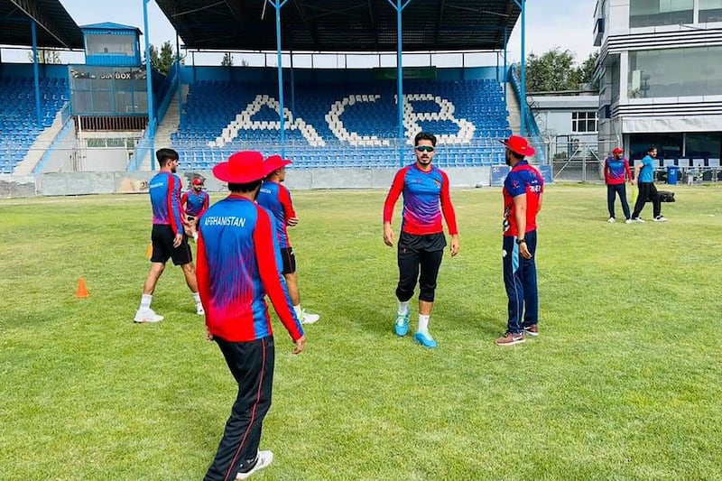 Afghan cricketers train in Kabul. AFP