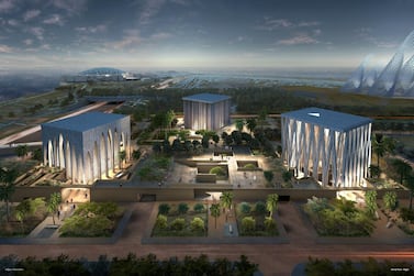 An artist's illustration of the Abrahamic Family House to be built on Saadiyat Island in Abu Dhabi. Courtesy Edelman