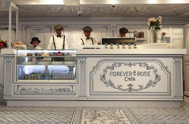 ABU DHABI, UNITED ARAB EMIRATES , Feb 11  – 2020 :-  Staff working at the Forever Rose Café at The Galleria on Al Maryah Island in Abu Dhabi. (Pawan  Singh / The National) For Lifestyle. Story by Saeed