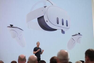 Founder Mark Zuckerberg launched Quest 3, Meta's latest virtual and mixed-reality headset, at an event last month. Reuters