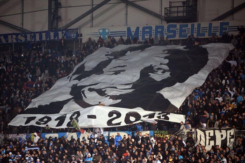 Marseille supporters fashioned a sign honouring Nelson Mandela, as well. Christine Poujoulat / AFP