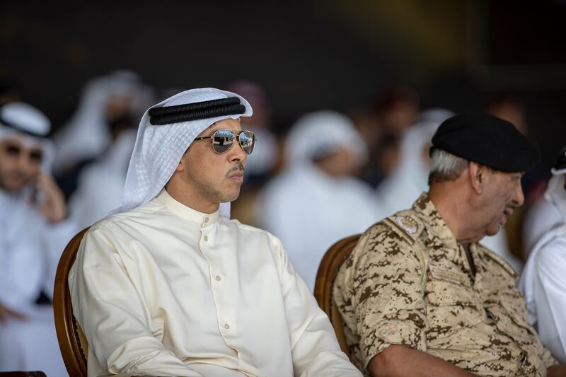 Sheikh Mansour watches the drill.