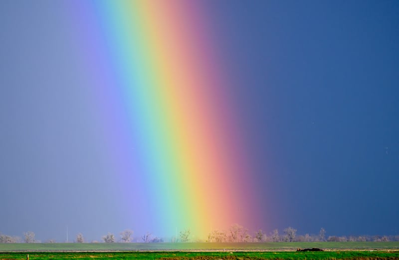 A rainbow lights up stormy skies in Robbins, 56km north of Sacramento, California. AFP