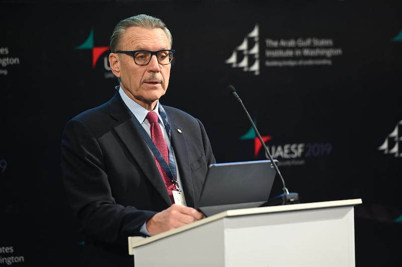 ABU DHABI, UNITED ARAB EMIRATES. 12 DECEMBER 2019. 
Brigadier General Miguel Castellanos, Deputy Director for Operations, U.S. Africa Command, speaking at UAE Security Forum 2019: Reshaping the Future of the Horn of Africa, at NYU AD.
(Photo Courtesy of AGSIW)

Reporter:
Section: