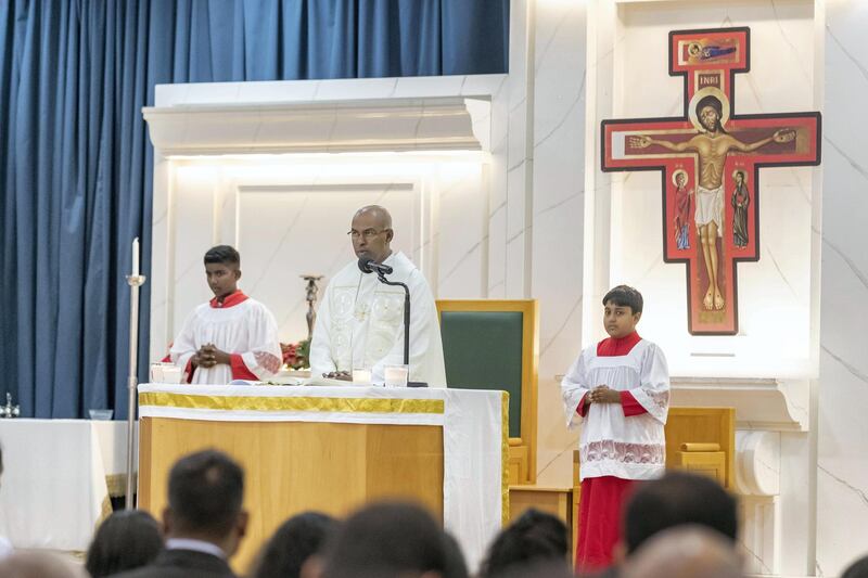 DUBAI, UNITED ARAB EMIRATES. 25 DECEMBER 2018. Coverage of Christmas Day Mass at St Francis Church in Jebel Ali. The Sri Lankan Mass service. (Photo: Antonie Robertson/The National) Journalist: Patrick Ryan. Section: National.