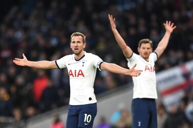 LONDON, ENGLAND - NOVEMBER 30: Harry Kane of Tottenham Hotspur reacts during the Premier League match between Tottenham Hotspur and AFC Bournemouth at Tottenham Hotspur Stadium on November 30, 2019 in London, United Kingdom. (Photo by Shaun Botterill/Getty Images)