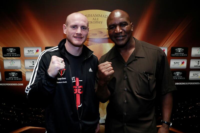 Boxing - George Groves & Callum Smith Press Conference - Jeddah, Saudi Arabia - September 26, 2018   George Groves and Evander Holyfield     Action Images via Reuters/Andrew Couldridge