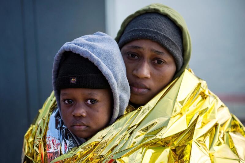 Migrants rest after being rescued by the Spanish Coast Guard on the Chafarinas Islands in the Mediterranean Sea, and later taken by boat to the Spanish North African enclave of Melilla. Reuters