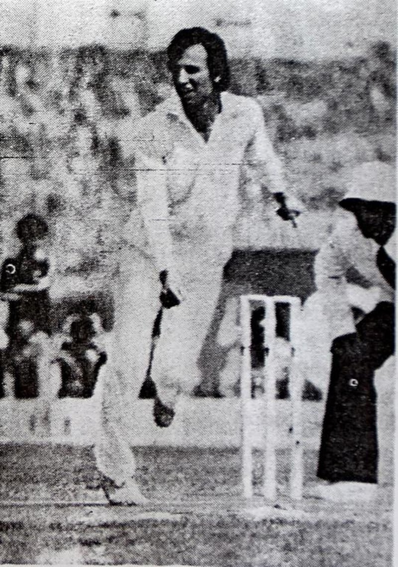 FAsif Iqbal during a match between Gavaskar XI and Miandad XI at Sharjah Cricket Stadium, April 3 1981. Courtesy: The Cricketer Pakistan