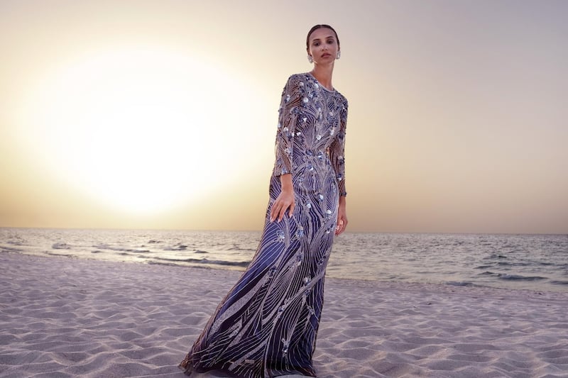 Beaded dress, Dh3,090, Theia, Ounass. Courtesy Ounass