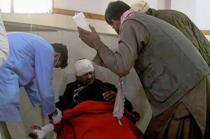 A man receives medical aid in hospital after being wounded in a suicide bomb blast on a police patrol in Quetta, Pakistan. Reuters
