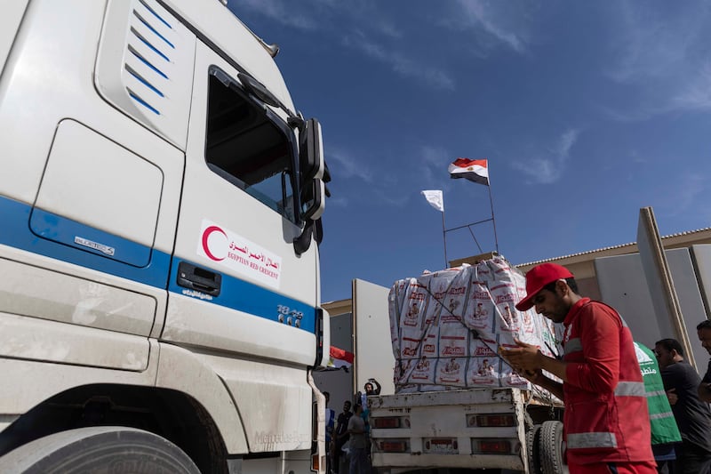 The delivery of aid to Gaza will ease the blockade enforced by Israel in the wake of Hamas's attack on October 7 that killed 1,400 people. Getty Images
