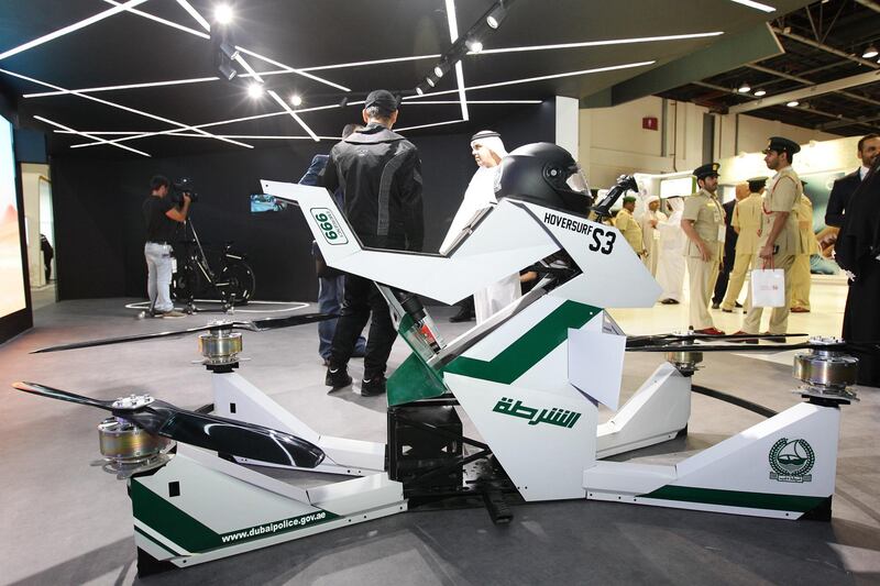 The Hoversurf can seat a police office or be flown remotely. Dubai Police