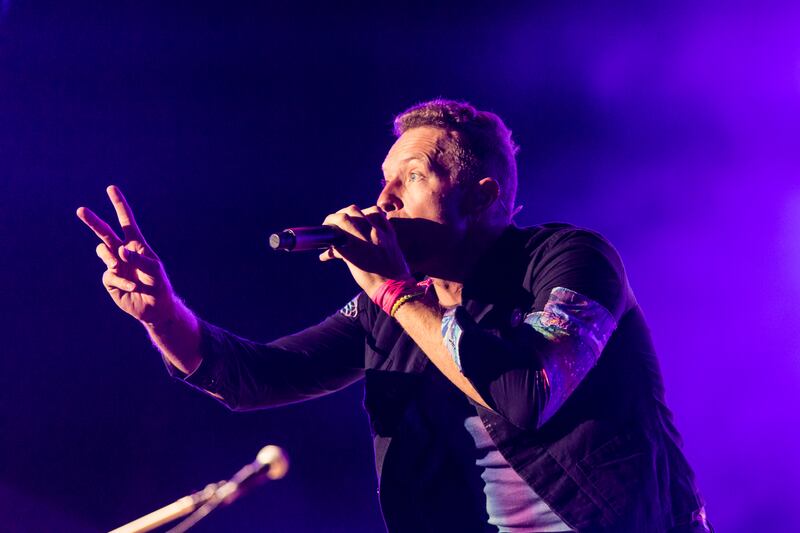 Chris Martin of Coldplay on stage in New York. AP