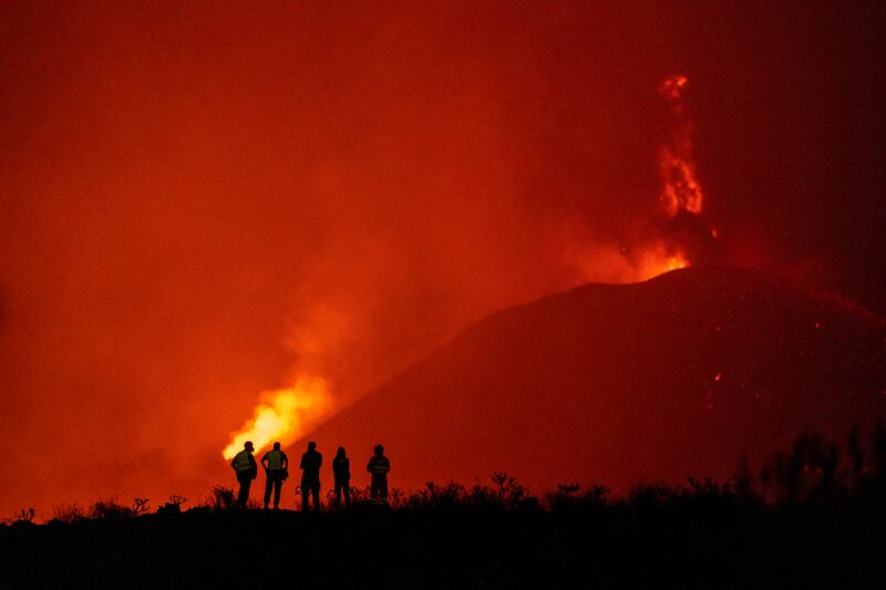 The on La Palma volcano has been erupting for six weeks. AP