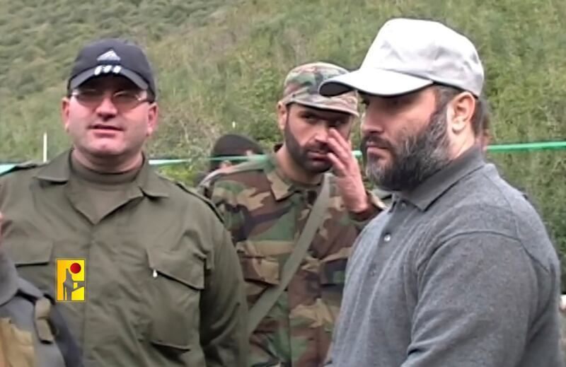 Pictured alongside another leading Hezbollah military commander Imad Mughniyeh, right, who was assassinated in Syria in February 2008