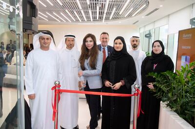 From left: Dr Marwan Al Mulla, chief executive, Health Sector Regulation at Dubai Health Authority, Dr Abdulla Al Khayat, chief executive Al Jalila Children’s Hospital, Susan Tousi, chief commercial officer, Illumina, Sean Murphy, US Embassy Charge d’Affaires, Sarah Al Amiri, UAE Minister of State for Public Education and Future Technology, Tariq Al Hashmi, Head of Technology Adoption, Ministry of Industry and Advanced Technology, Dr Asma Al Mannaei, Executive Director for Research and Innovation, Department of Health Abu Dhabi at the official opening of Illumina centre in Dubai. Photo: Illumina