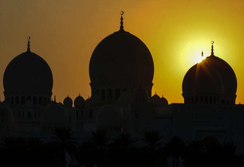 Sheikh Zayed Grand Mosque in Abu Dhabi at sunset. Victor Besa / The National
