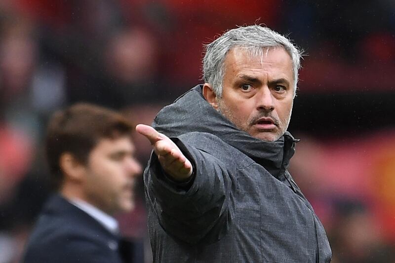 epa08010678 (FILE) - Manchester United manager Jose  Mourinho (R) with Tottenham manager Mauricio Pochettino (L) during the United 1-0 win over Tottenham during an English Premier League soccer match at Old Trafford in Manchester, Britain, 28 October 2017 (reissued 20 November 2019). Tottenham Hotspur have announced the appointment of Jose Mourinho as their new manager.  EPA/ANDY RAIN EDITORIAL USE ONLY