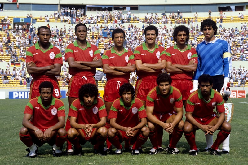 Morocco line up before their match with West Germany at the 1986 World Cup in Mexico. Getty Images