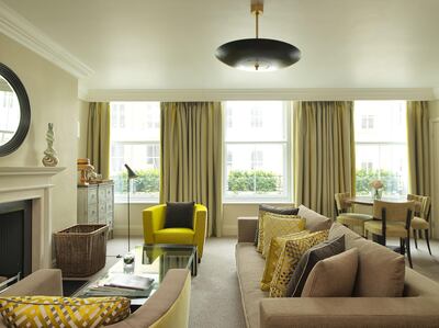 A classic suite living room at Brown's Hotel in London. Brown's Hotel, a Rocco Forte Hotel.