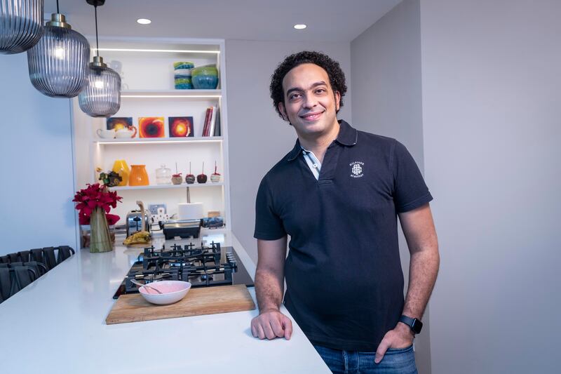 Amr Kinawy, co-founder of delivery platform MyEatPal, moved to Dubai in August 2020 to pursue start-up ambitions inspired by personal health issues and the need for a safe, healthy diet amid a busy lifestyle. Antonie Robertson / The National