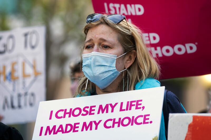 Martha Kreeger alongside abortion-rights activists and supporters during a protest. San Francisco Chronicle / AP