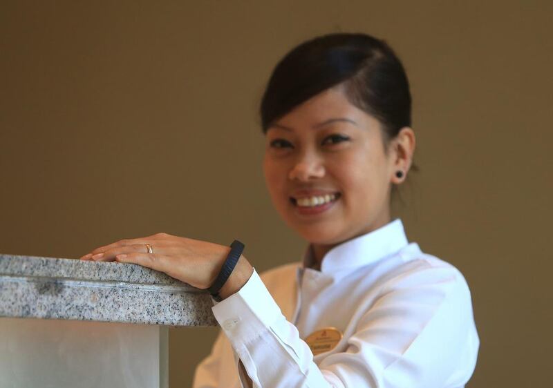 Restaurant captain Yamuna Tamang is also taking part in Jawbone Challeng. Ravindranath K / The National