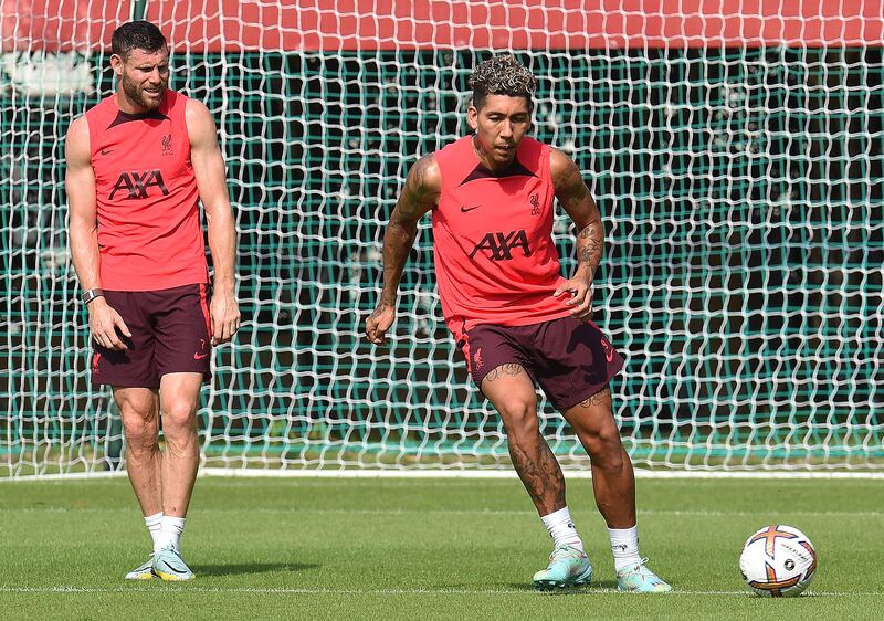 Roberto Firmino during training in Dubai. Getty